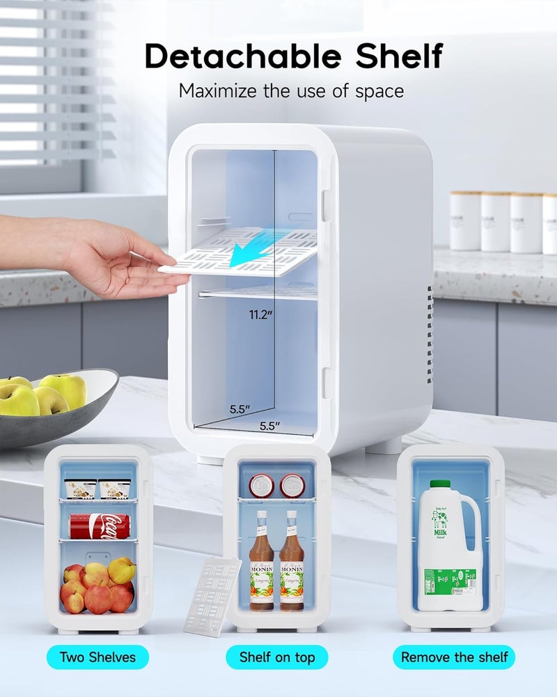 BEICHEN Mini Fridge,6 Liter / 8 Can Small Fridge for Bedroom, Car, Office & Dorm, 110V AC/DC Portable Thermoelectric Cooler & Warmer for Skincare, Food, Drinks, White - Image 3